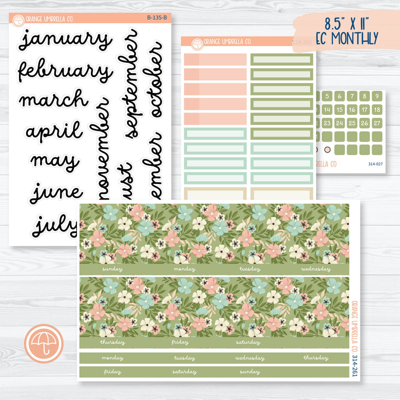 Spring Floral Kit 8.5 ECLP Monthly Planner Kit Stickers | Little Garden | 314-261