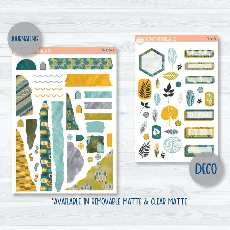 Botanical Retro Leaves | Kit Deco Journaling Planner Stickers | Fresh Start | D-315
