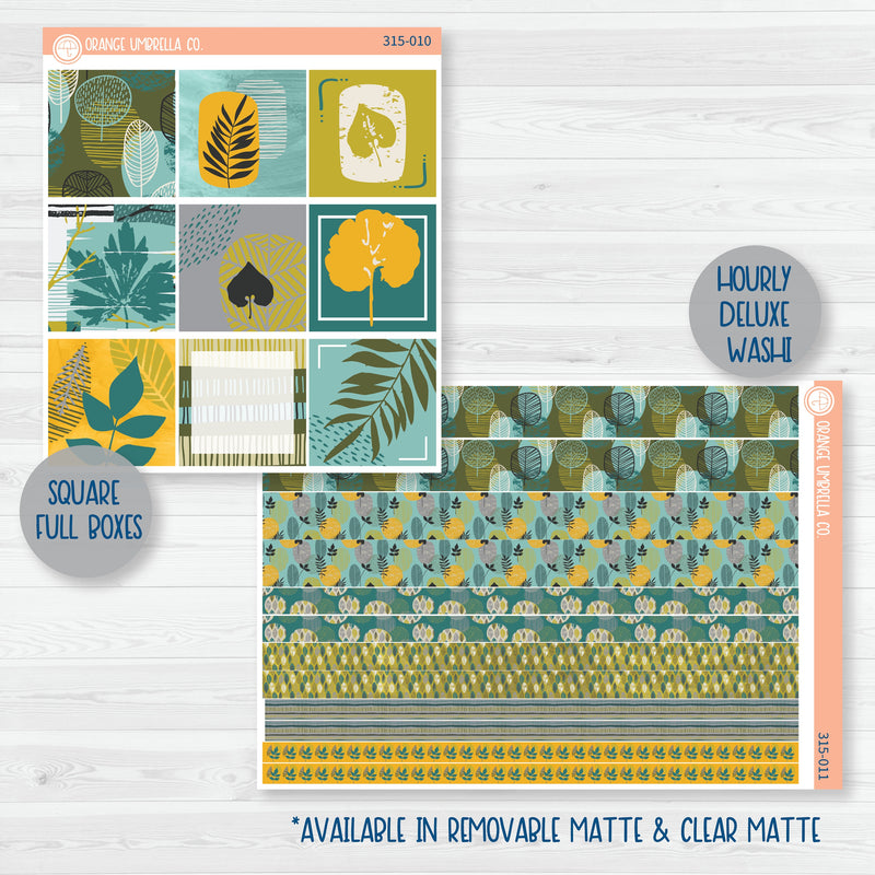 Botanical Retro Leaves | Weekly Planner Kit Stickers | Fresh Start | 315-001