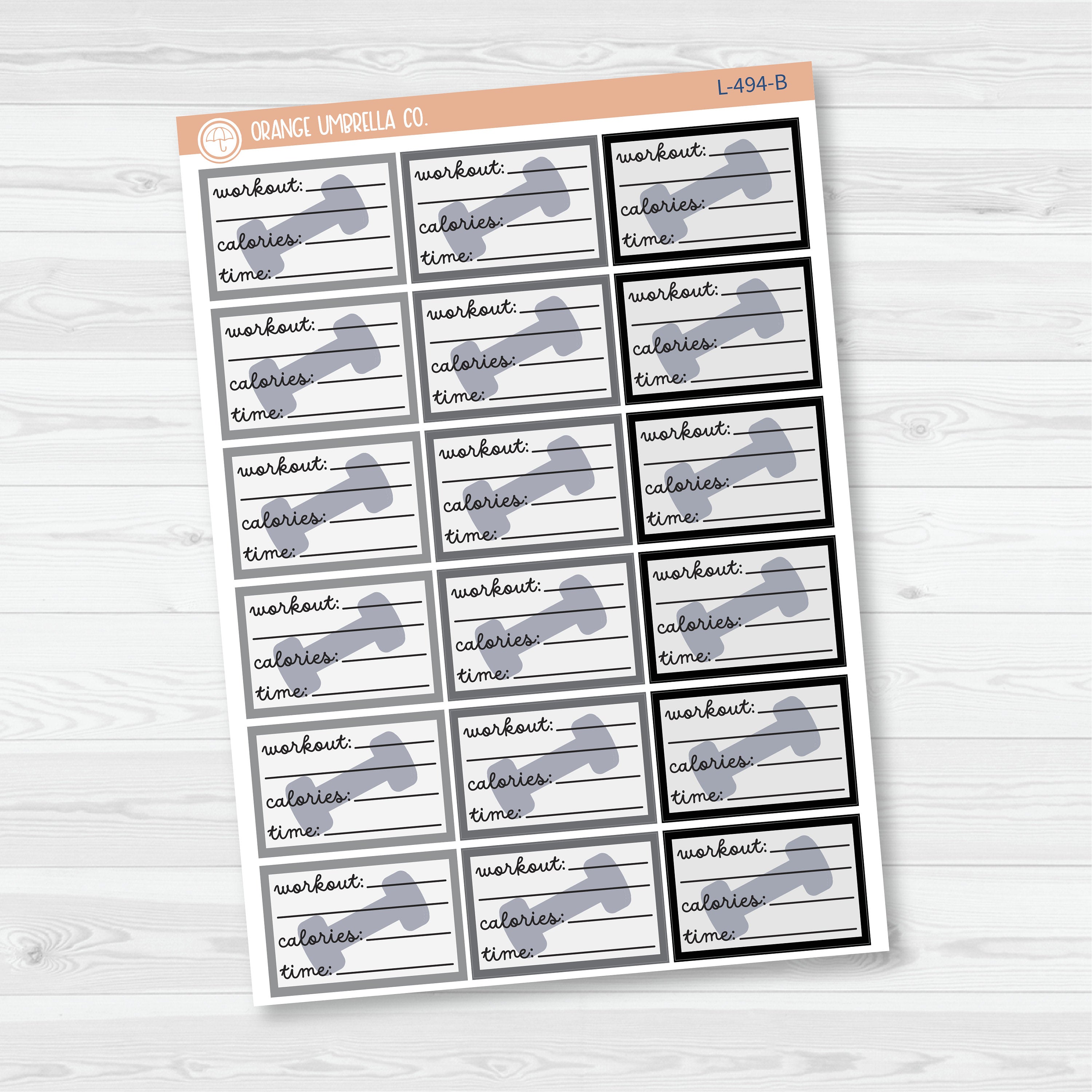 Workout Tracking Half Box Planner Stickers | L-494