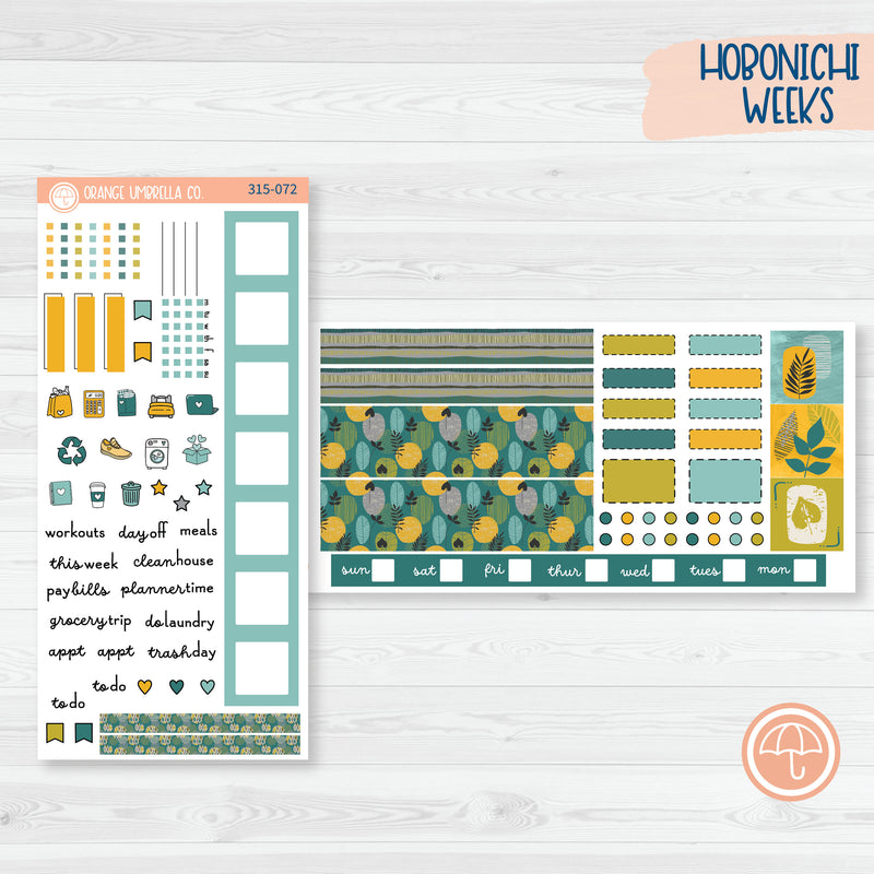 Botanical Retro Leaves | Hobonichi Weeks Planner Kit Stickers | Fresh Start | 315-071