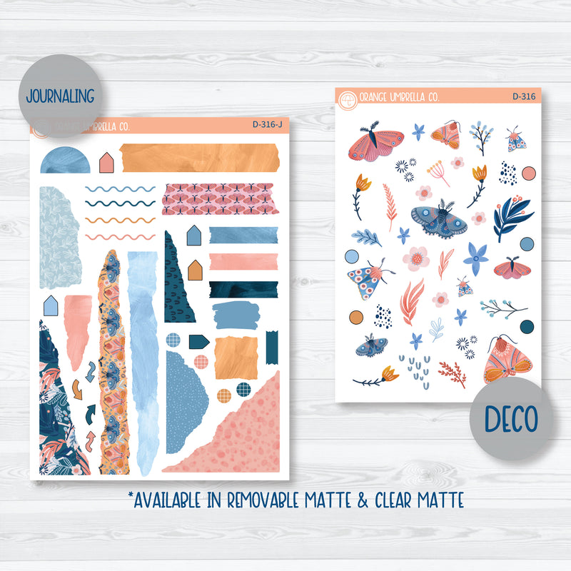 Spring Butterfly & Moths | Kit Deco Journaling Planner Stickers | Flutter By | D-316