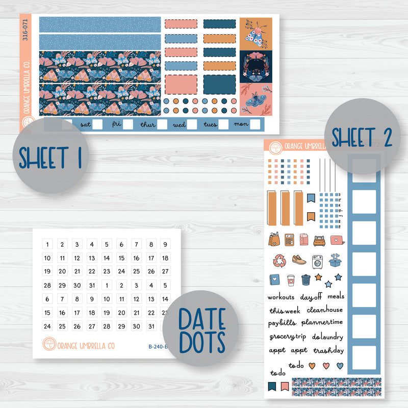 Spring Butterfly & Moths | Hobonichi Weeks Planner Kit Stickers | Flutter By | 316-071