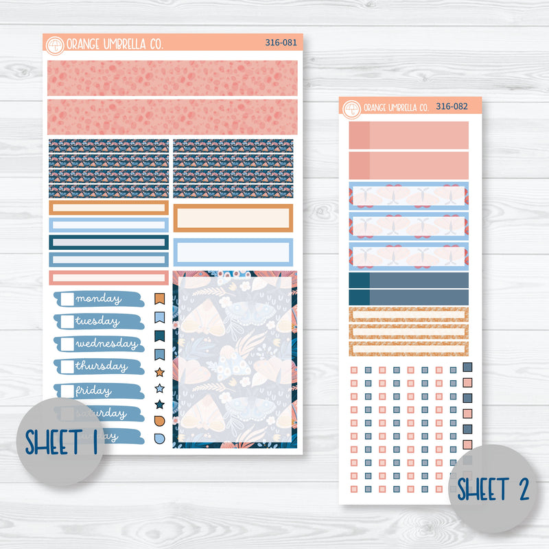 Spring Butterfly & Moths | Compact Vertical Planner Kit Stickers for Erin Condren | Flutter By | 316-081