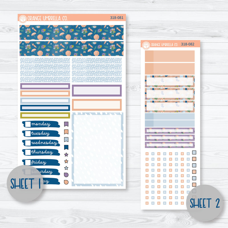 Rainy Day Compact Vertical Planner Kit | Stickers for Erin Condren | Under The Umbrella | 318-081