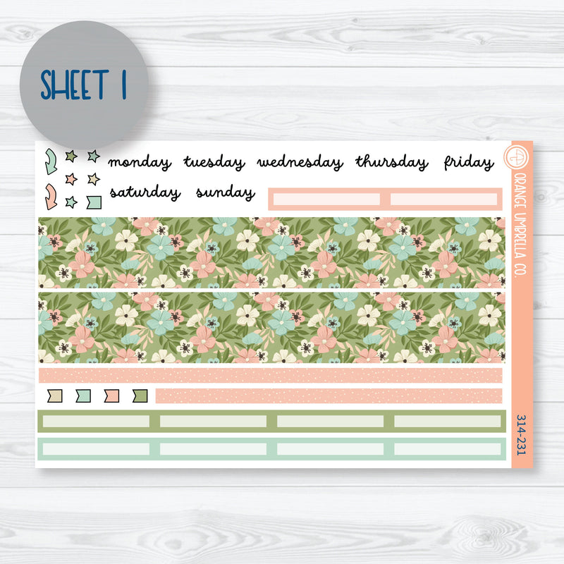 Spring Floral 8.5x11 Plum Monthly Planner Kit Stickers | Little Garden | 314-231