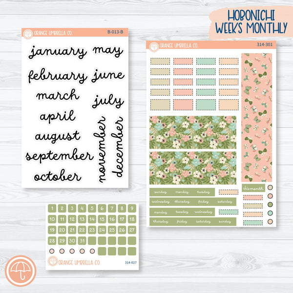 Spring Floral Hobonichi Weeks Monthly Planner Kit Stickers | Little Garden 314-301