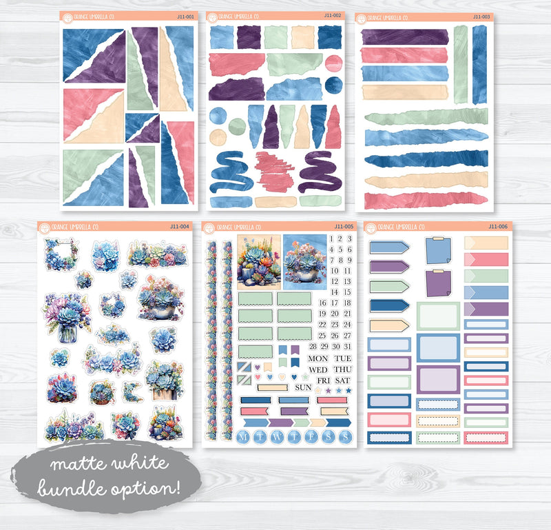 Monthly Watercolor Journaling Planner Stickers - January | White or Clear Matte | J11