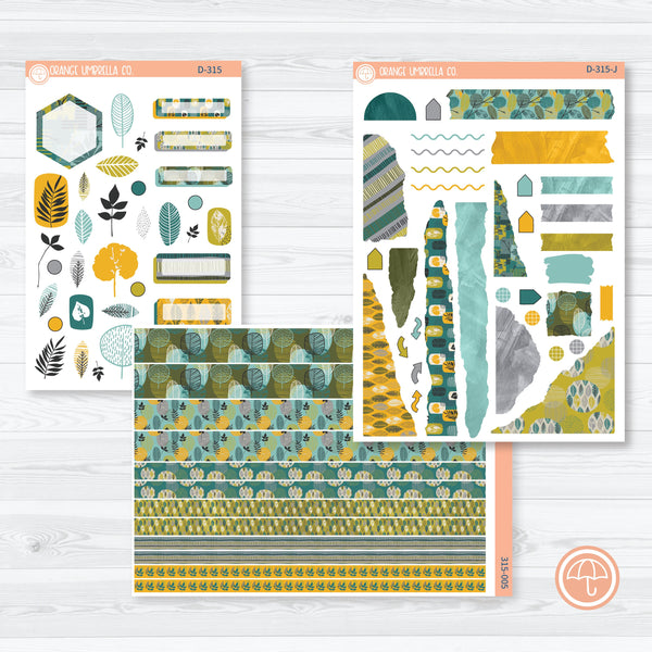 Botanical Retro Leaves | Kit Deco Journaling Planner Stickers | Fresh Start | D-315