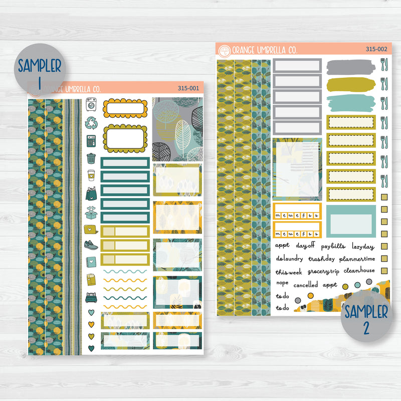 Botanical Retro Leaves | Weekly Planner Kit Stickers | Fresh Start | 315-001