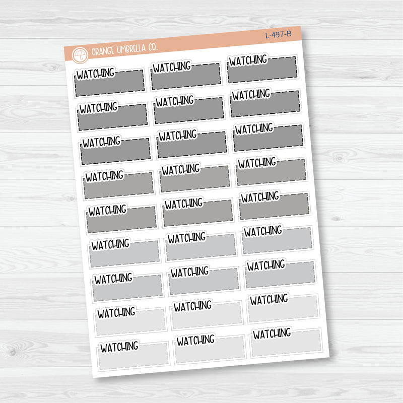 Watching Stitched Quarter Box Planner Stickers | Solid Color Labels | L-497