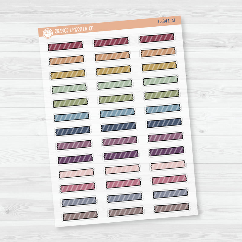 Washi Tape Torn Strips | Clear Matte Striped Deco Planner Stickers | C-341-CM