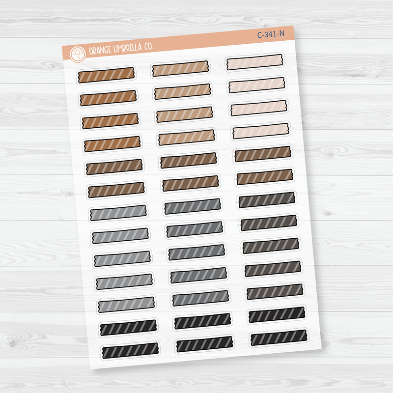 Washi Tape Torn Strips | Clear Matte Striped Deco Planner Stickers | C-341-CM