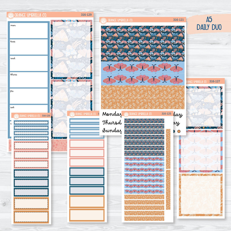 Spring Butterfly & Moths | A5 Daily Duo Planner Kit Stickers | Flutter By | 316-121