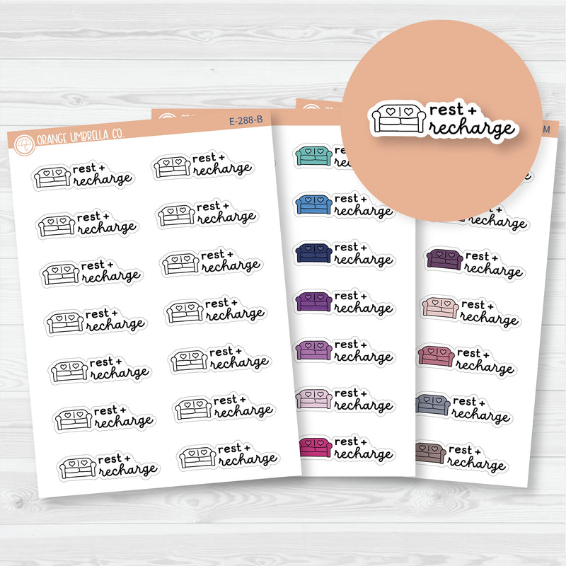 3/12-Rest + Recharge Planner Stickers | F16 | E-288