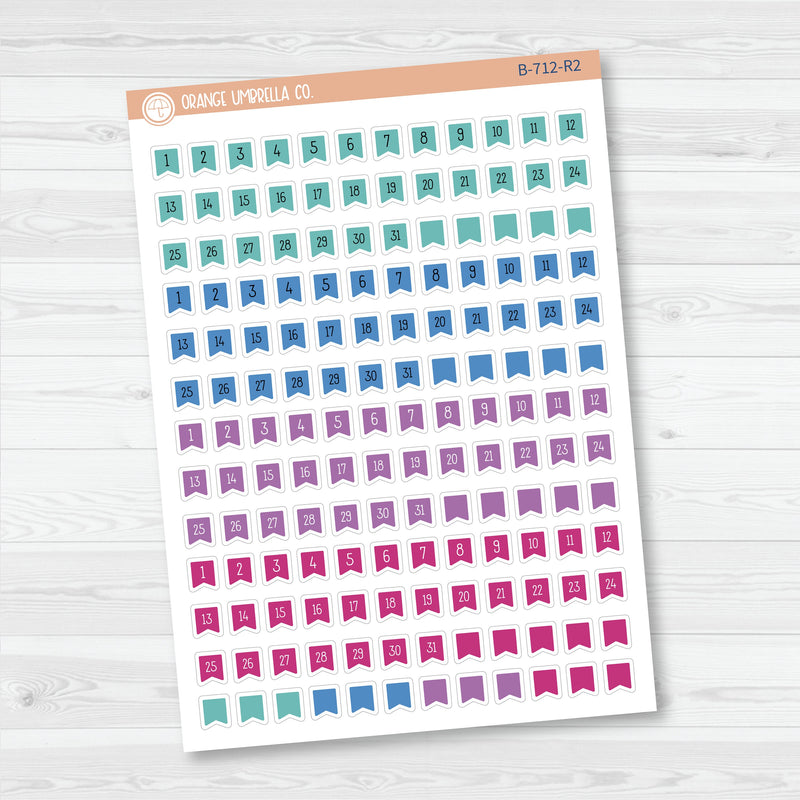 3/12-Flag Date Dots Planner Stickers | 4 Months Planner Stickers | B-712