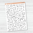 3/12-Hand Doodled Block Arrows Planner Stickers | Mixed Sheet | B-713