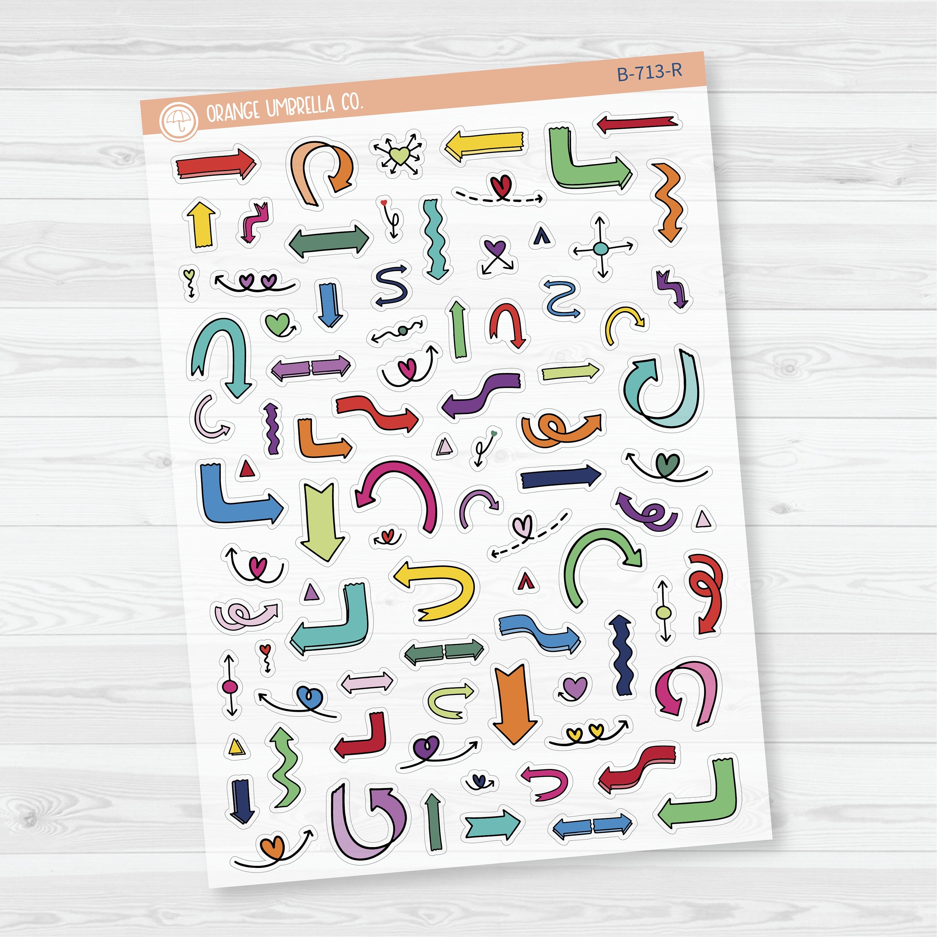 3/12-Hand Doodled Block Arrows Planner Stickers | Mixed Sheet | Clear Matte | B-713-CM