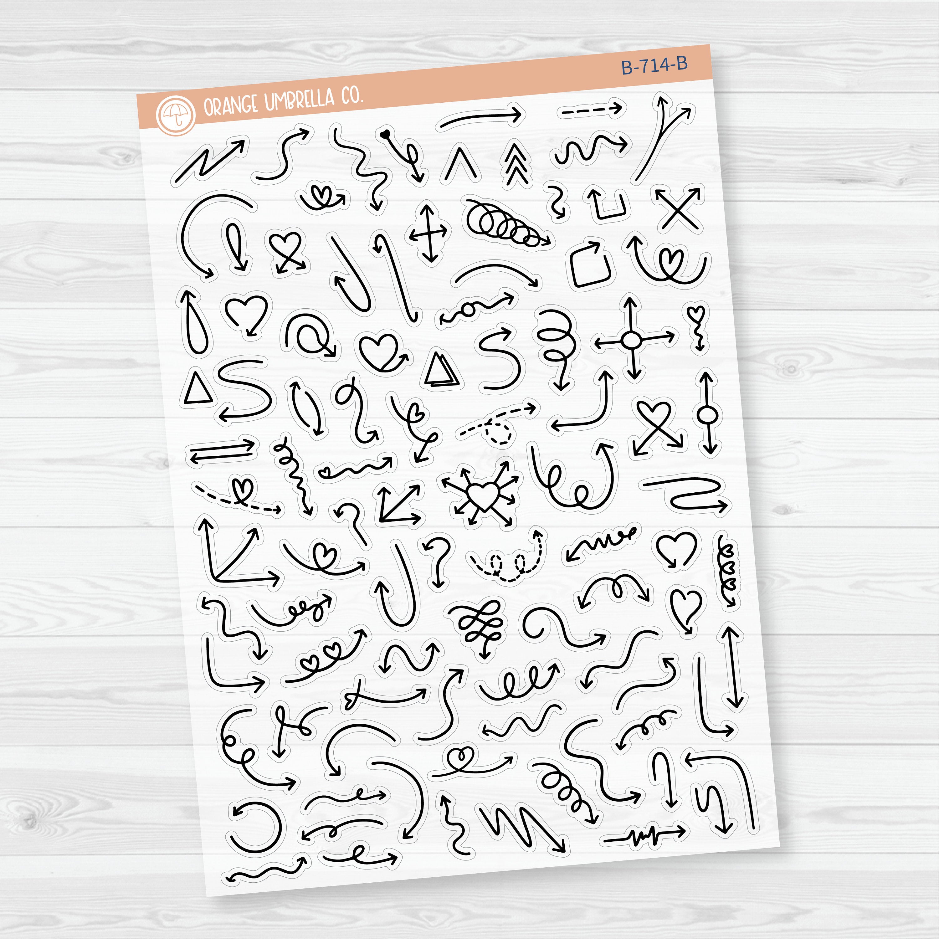 3/12-Hand Doodled Arrows | Mixed Sheet | Clear Matte | B-714-CM