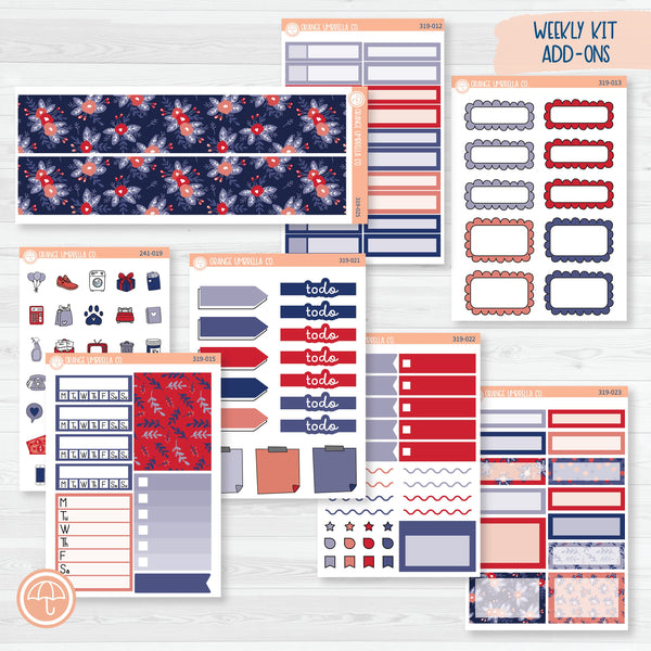 Memorial Day Floral Kit | Weekly Add-On Planner Kit Stickers | Patriot | 319-012