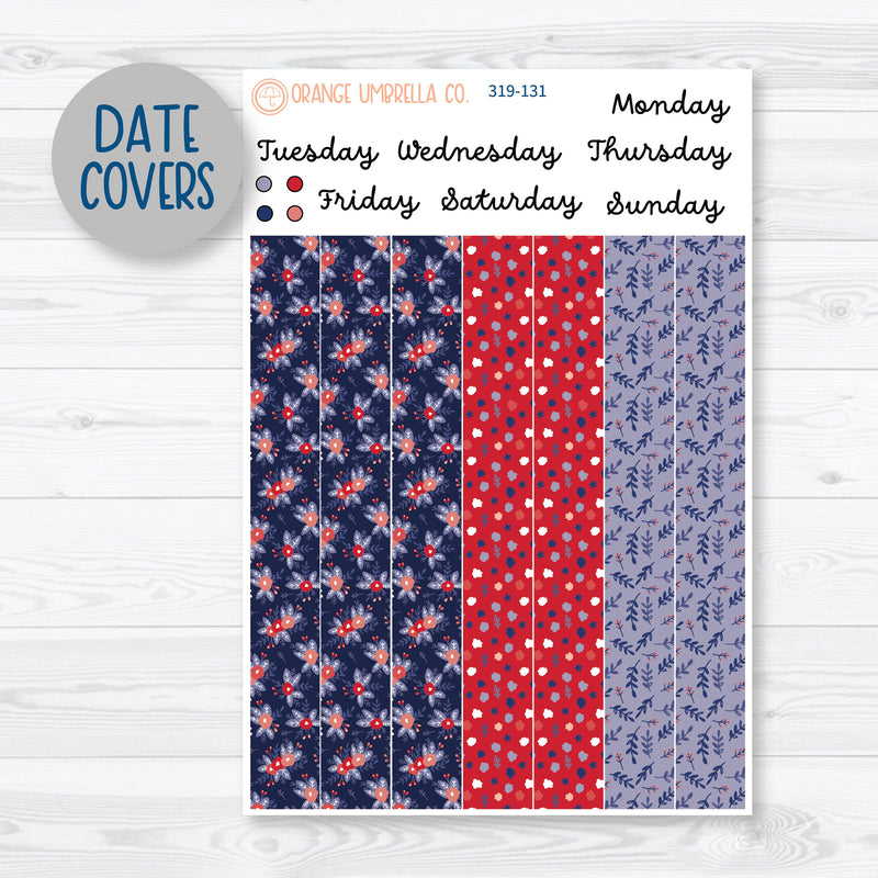 Floral Memorial Day Kit | 7x9 Daily Duo Planner Kit Stickers | Patriot | 319-131