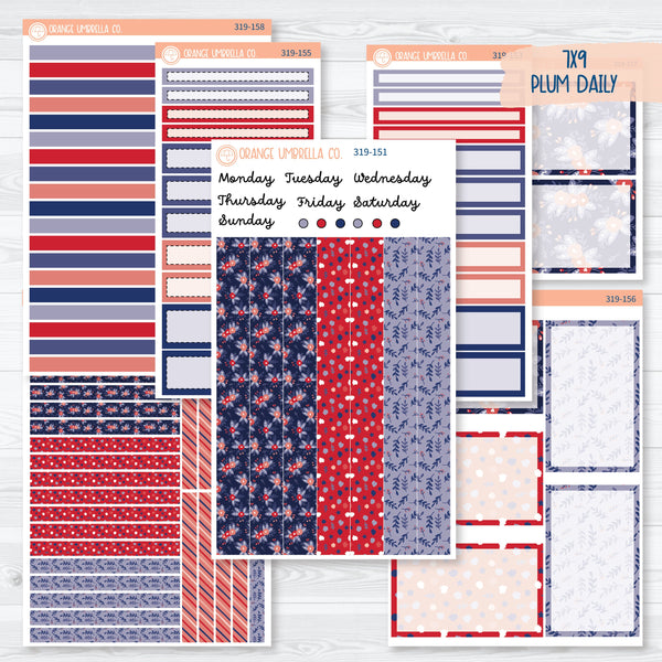 Floral Memorial Day Kit | 7x9 Plum Daily Planner Kit Stickers | Patriot | 319-151