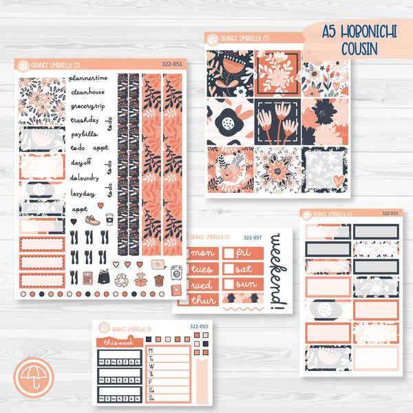 Orange Floral Kit | Hobonichi Cousin Planner Kit Stickers | Melanie's Bliss | 322-051