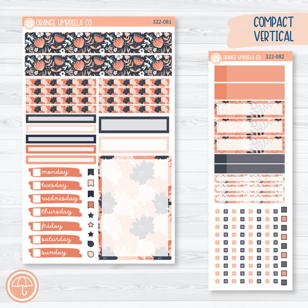 Floral Summer Kit | Compact Vertical Planner Kit Stickers for Erin Condren | Melanie's Bliss | 322-081