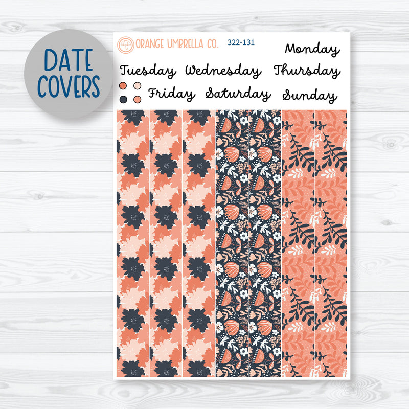 Orange & Navy Floral Kit | 7x9 Daily Duo Planner Kit Stickers | Melanie's Bliss | 322-131