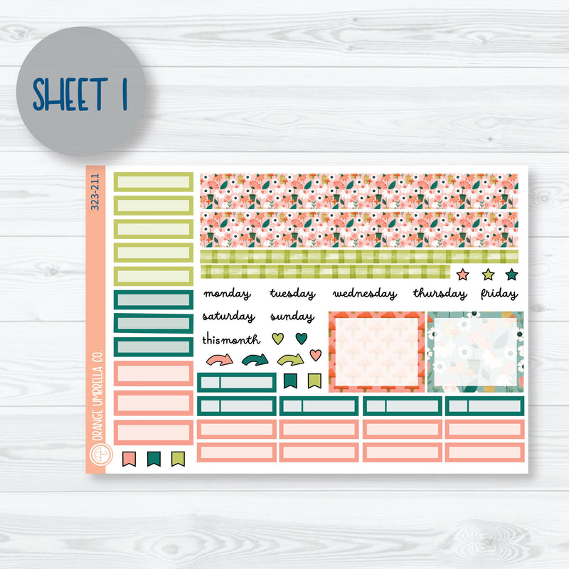 Summer Floral Monthly Kit | A5 Plum Monthly Planner Kit Stickers | Sprout | 323-211
