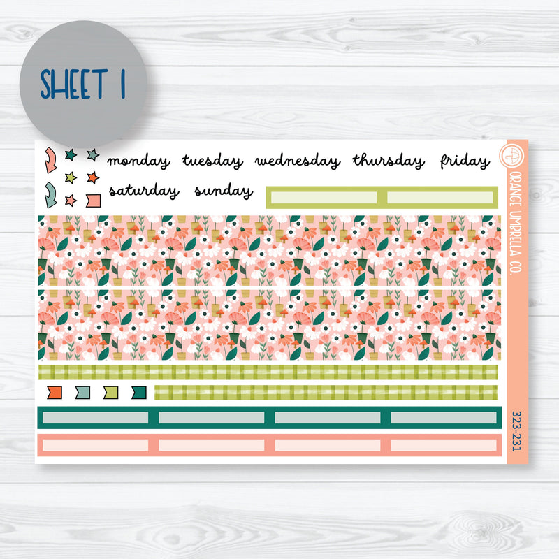 Floral Monthly Kit | 8.5x11 Plum Monthly Planner Kit Stickers | Sprout | 323-231