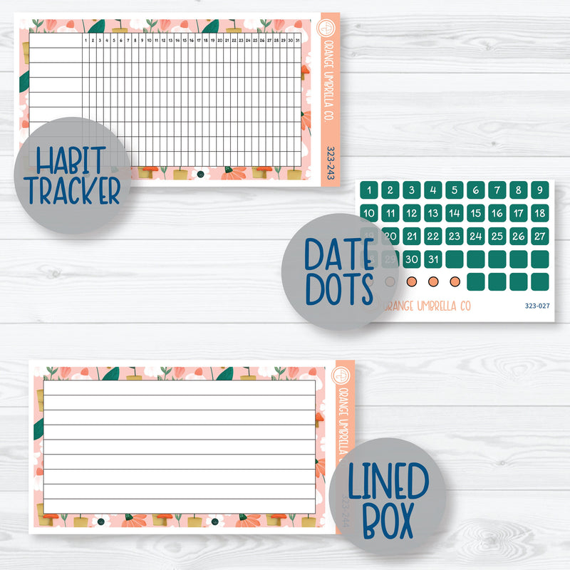 Summer Floral Monthly Kit | A5 EC Monthly & Dashboard Planner Kit Stickers | Sprout | 323-241