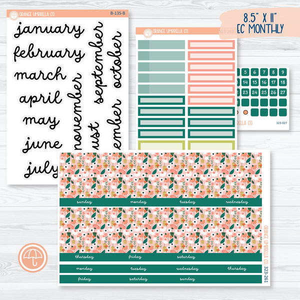 Summer Floral Monthly Kit | ECLP Monthly Planner Kit Stickers | Sprout | 323-261