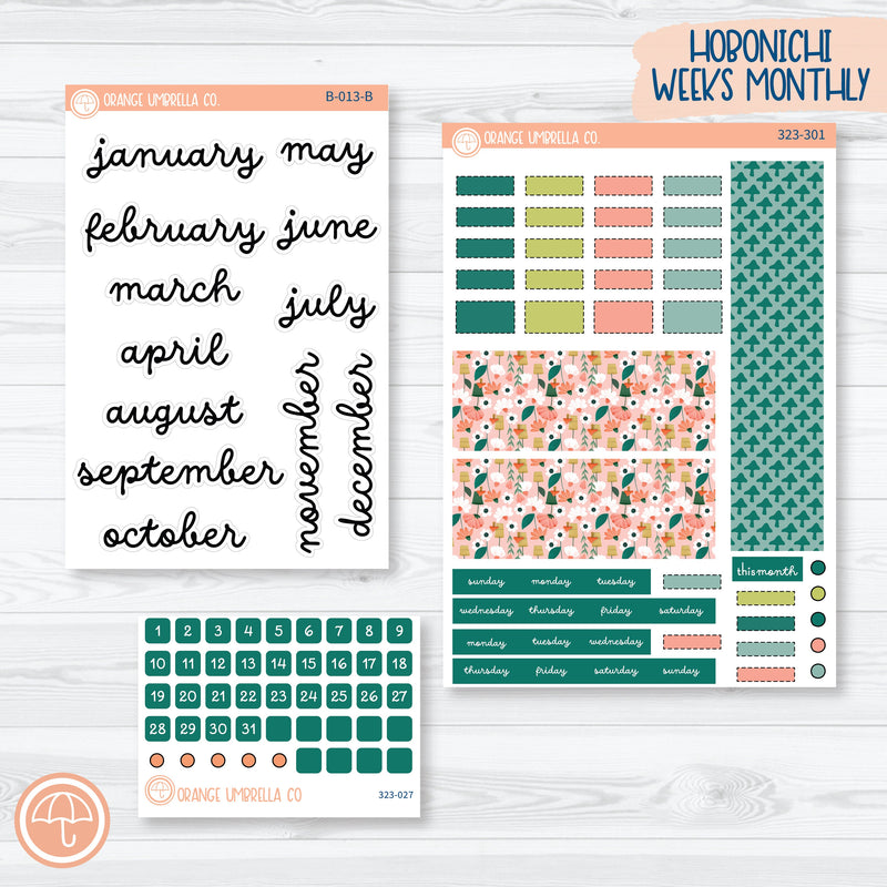 Summer Floral Hobonichi Weeks Monthly Planner Kit Stickers | Sprout | 323-301