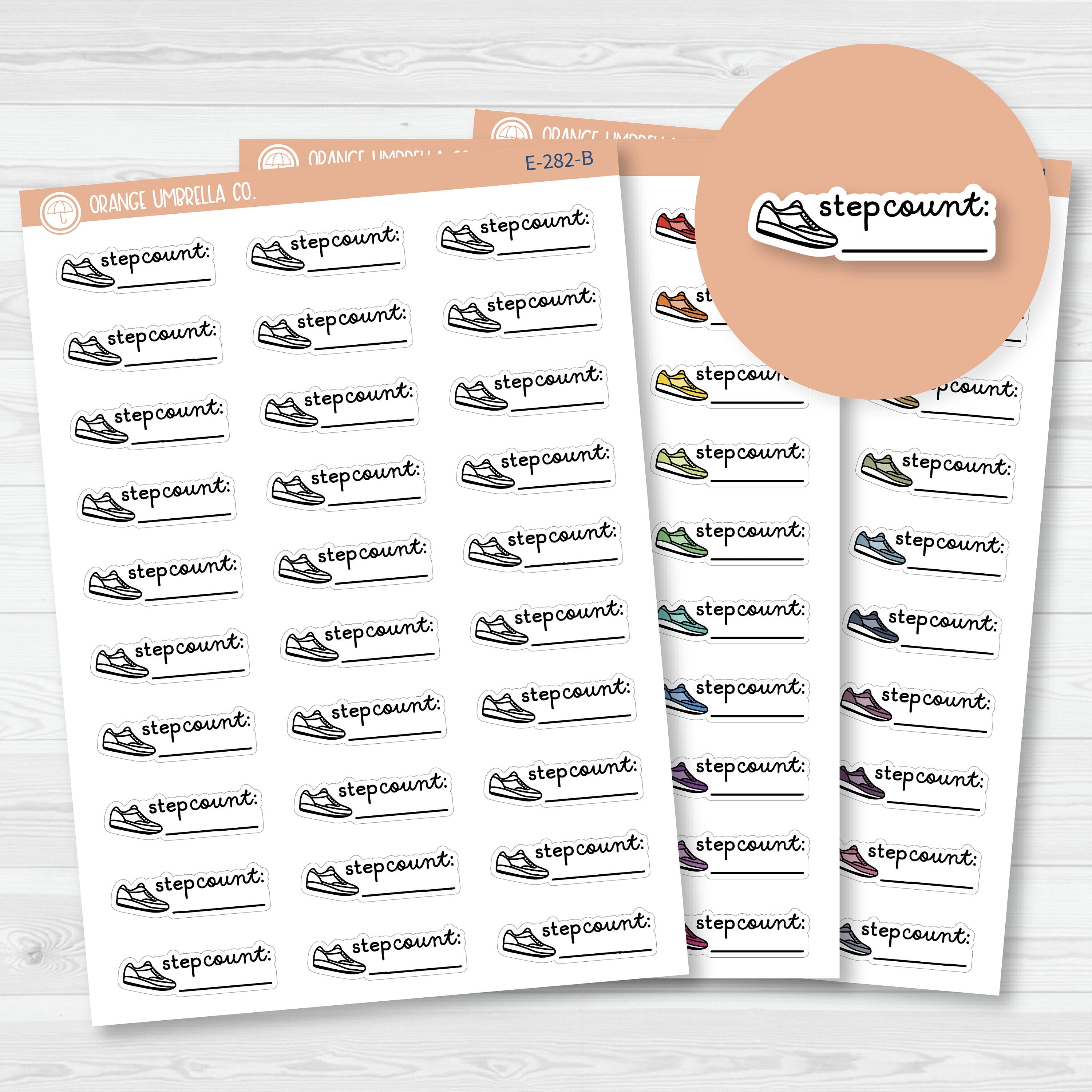 Step Count Event Labels | Step Tracker Exercise Icon Script Planner Stickers | F16 | E-282
