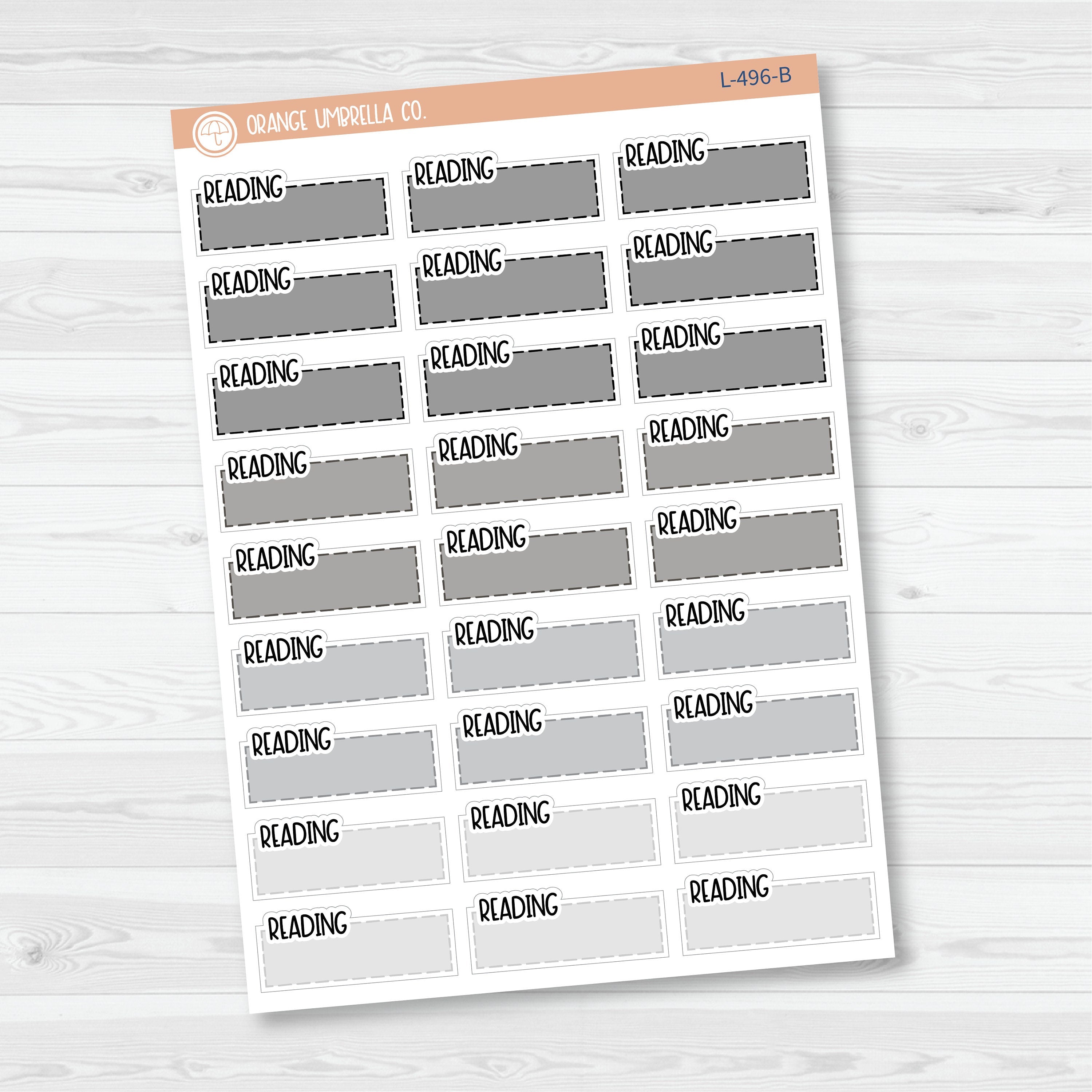 Reading Stitched Quarter Box Planner Stickers | Solid Color Labels | L-496