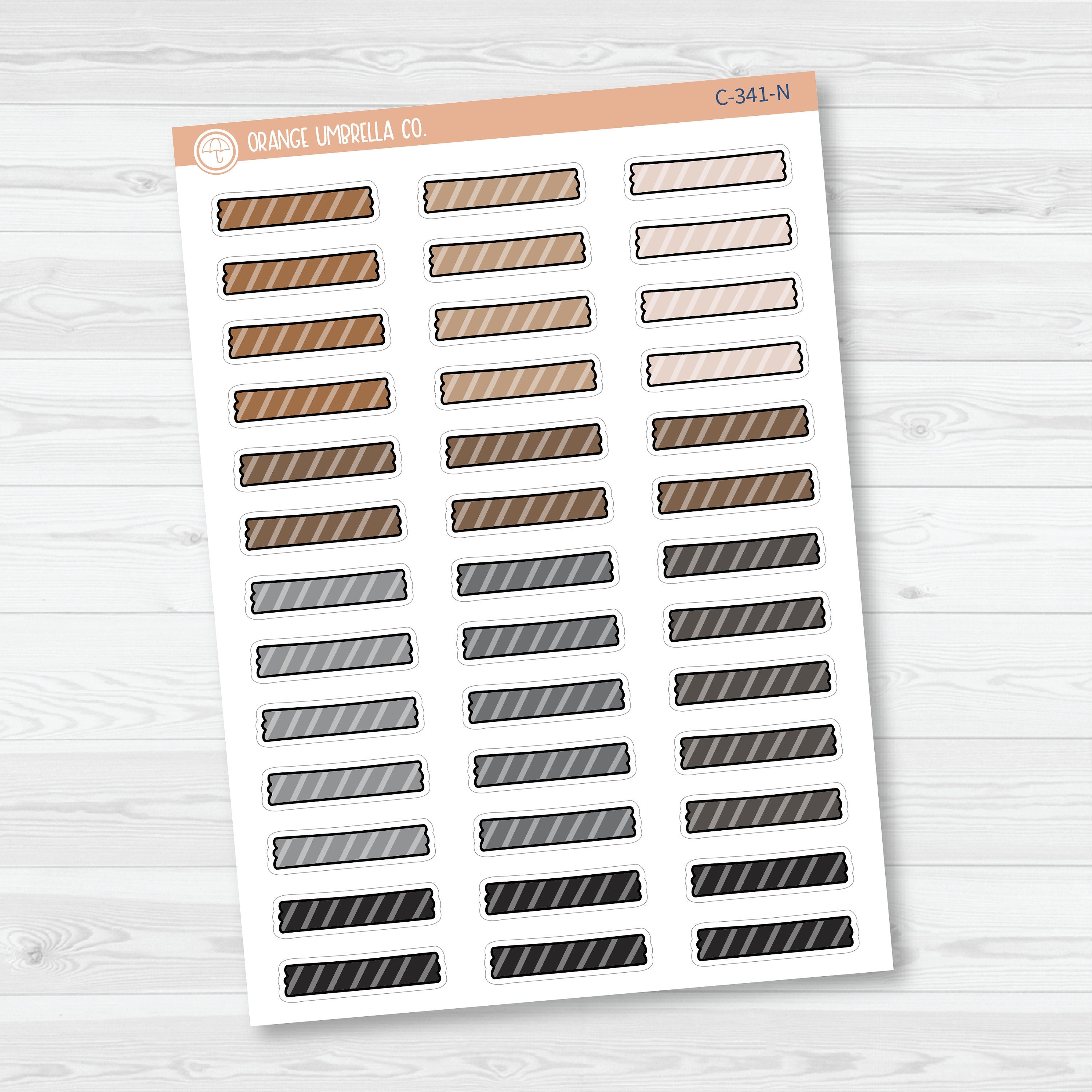 Washi Tape Torn Strips | Striped Deco Planner Stickers| C-341
