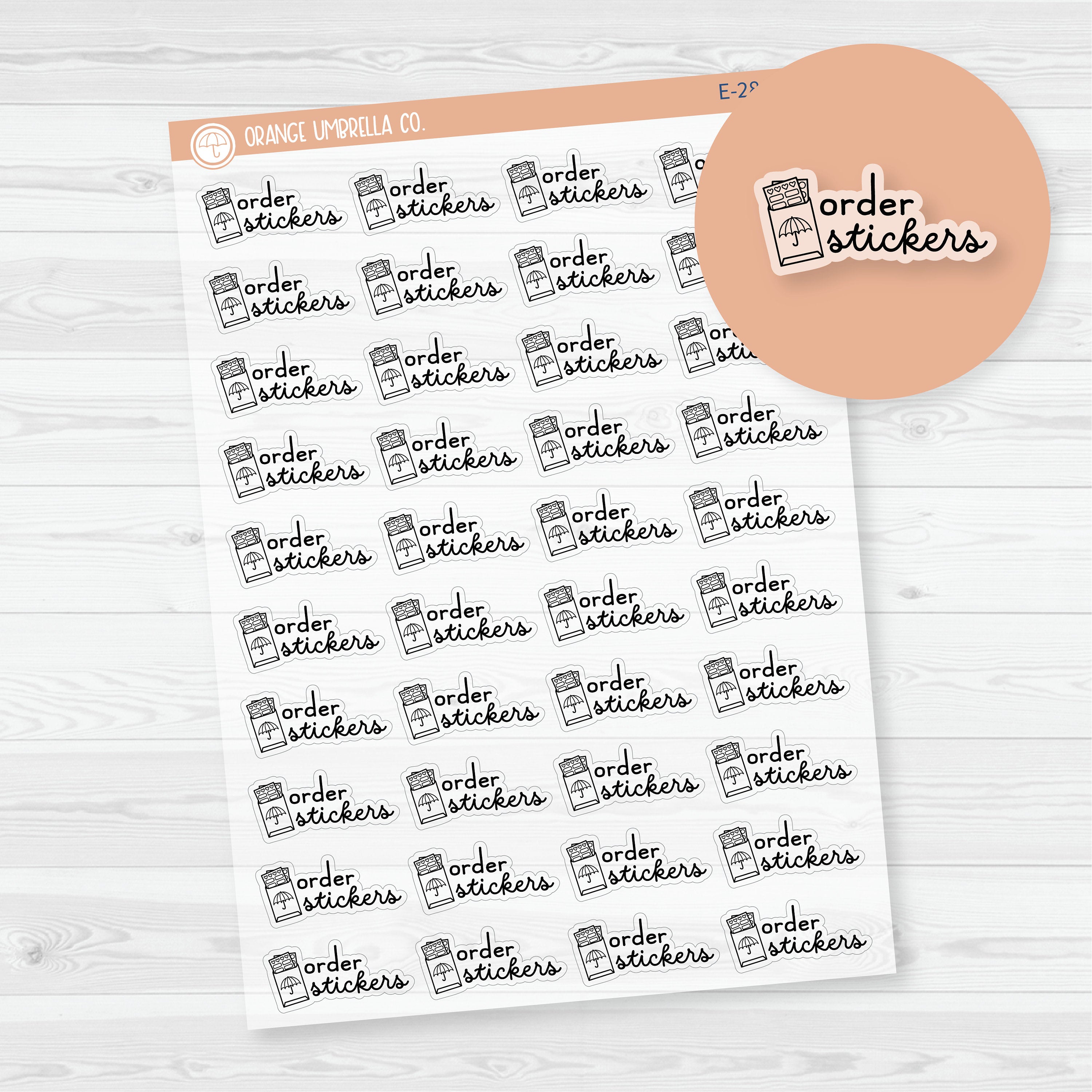 3/12-Order Stickers Icon Script Planner Stickers | Clear Matte | FC16 | E-286-BCM