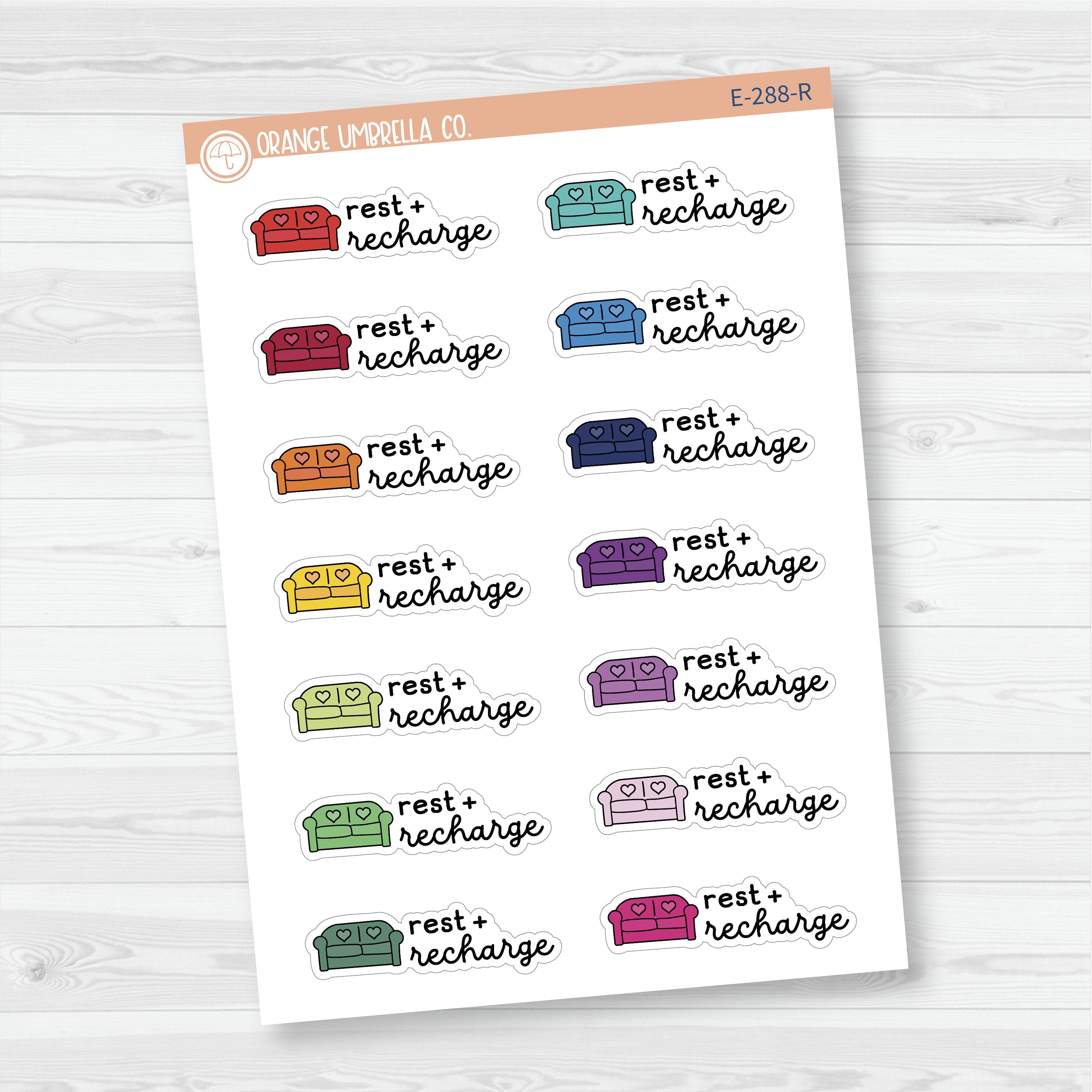 3/12-Rest + Recharge Planner Stickers | F16 | E-288