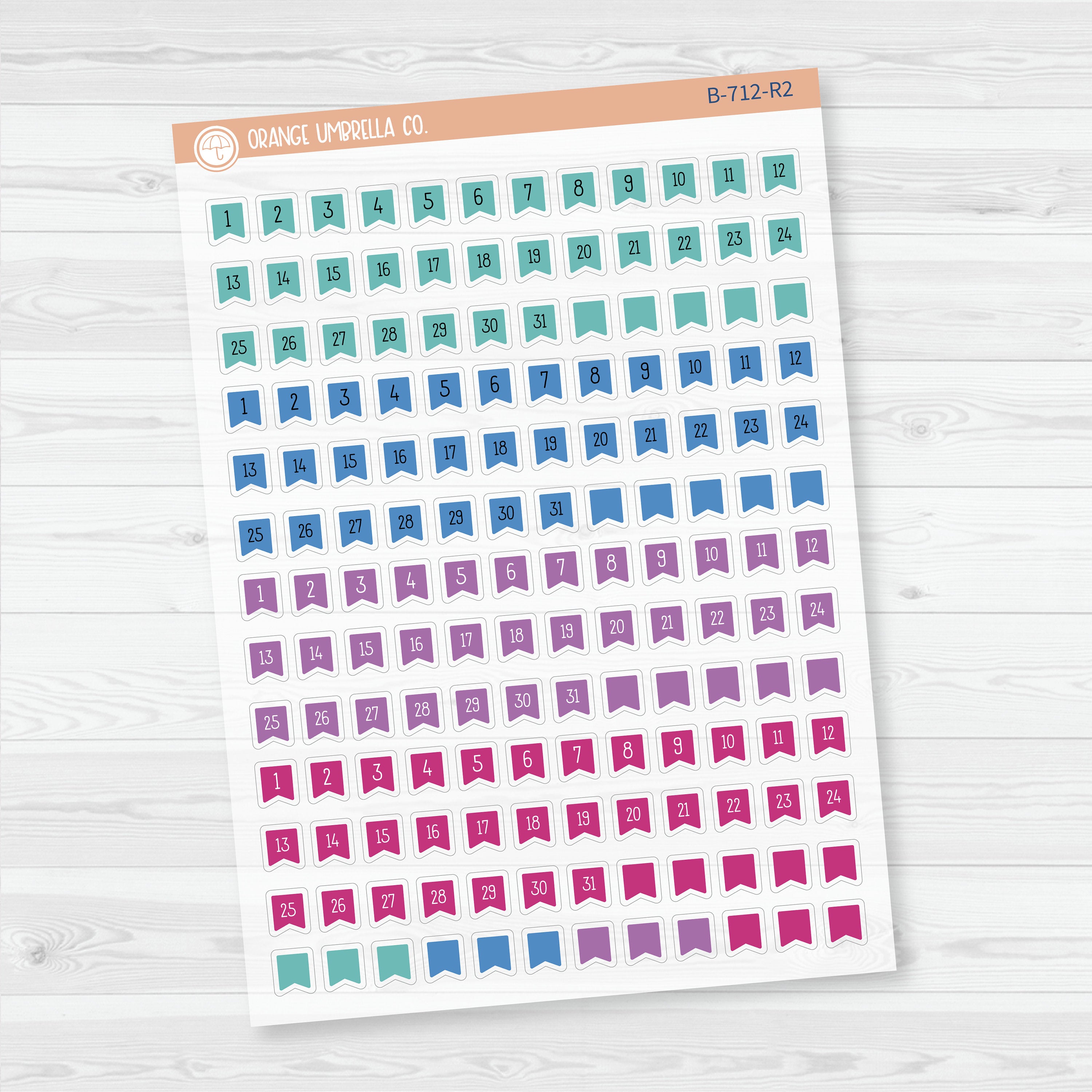 3/12-Flag Date Dots Planner Stickers | Clear Matte | 4 Months Planner Stickers | B-712-CM