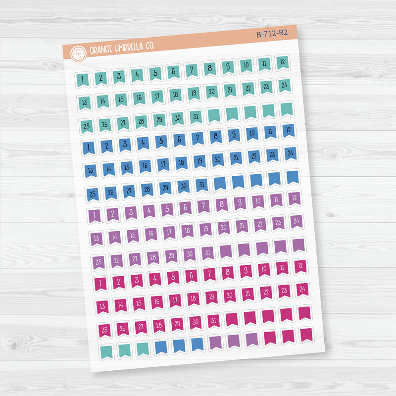 3/12-Flag Date Dots Planner Stickers | Clear Matte | 4 Months Planner Stickers | B-712-CM