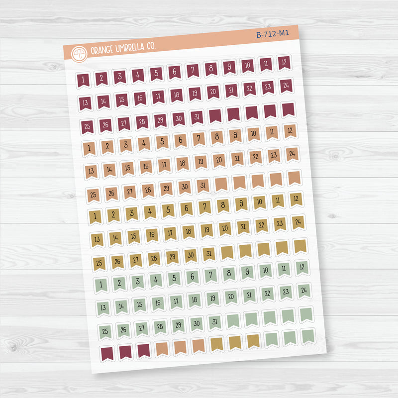 3/12-Flag Date Dots Planner Stickers | Clear Matte | 4 Months Planner Stickers | B-712-CM