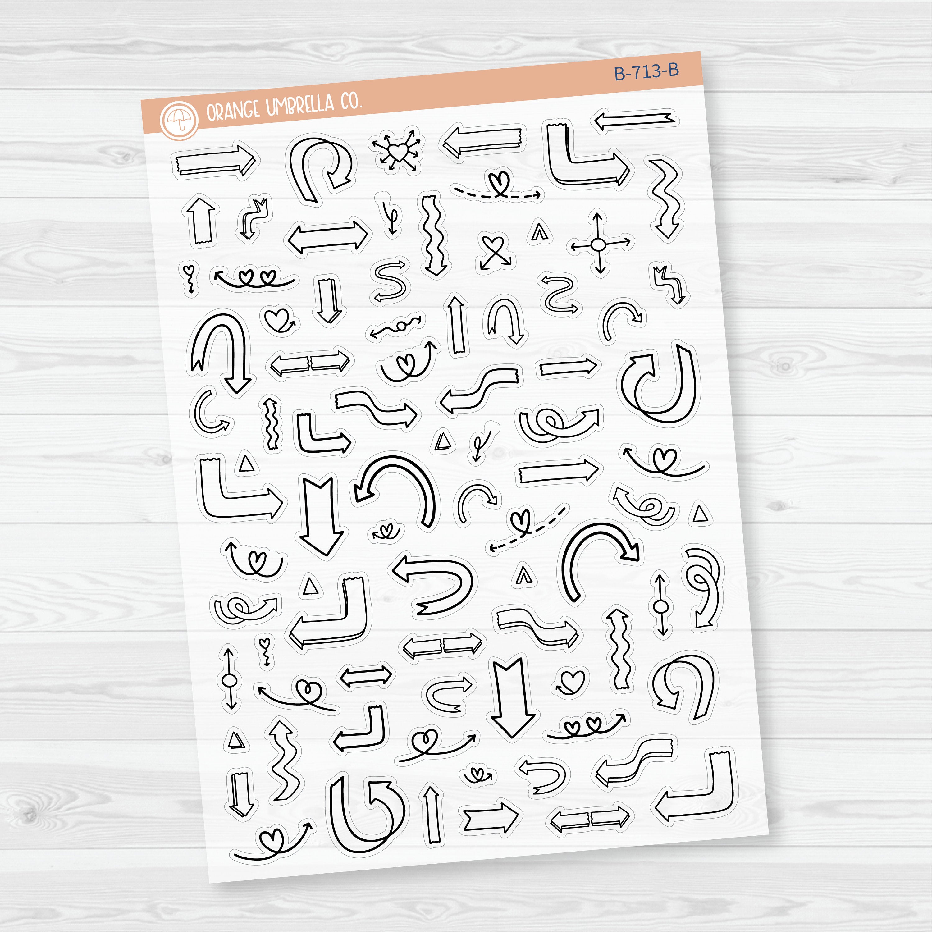 3/12-Hand Doodled Block Arrows Planner Stickers | Mixed Sheet | Clear Matte | B-713-CM