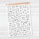 3/12-Hand Doodled Block Arrows Planner Stickers | Mixed Sheet | Clear Matte | B-713-CM