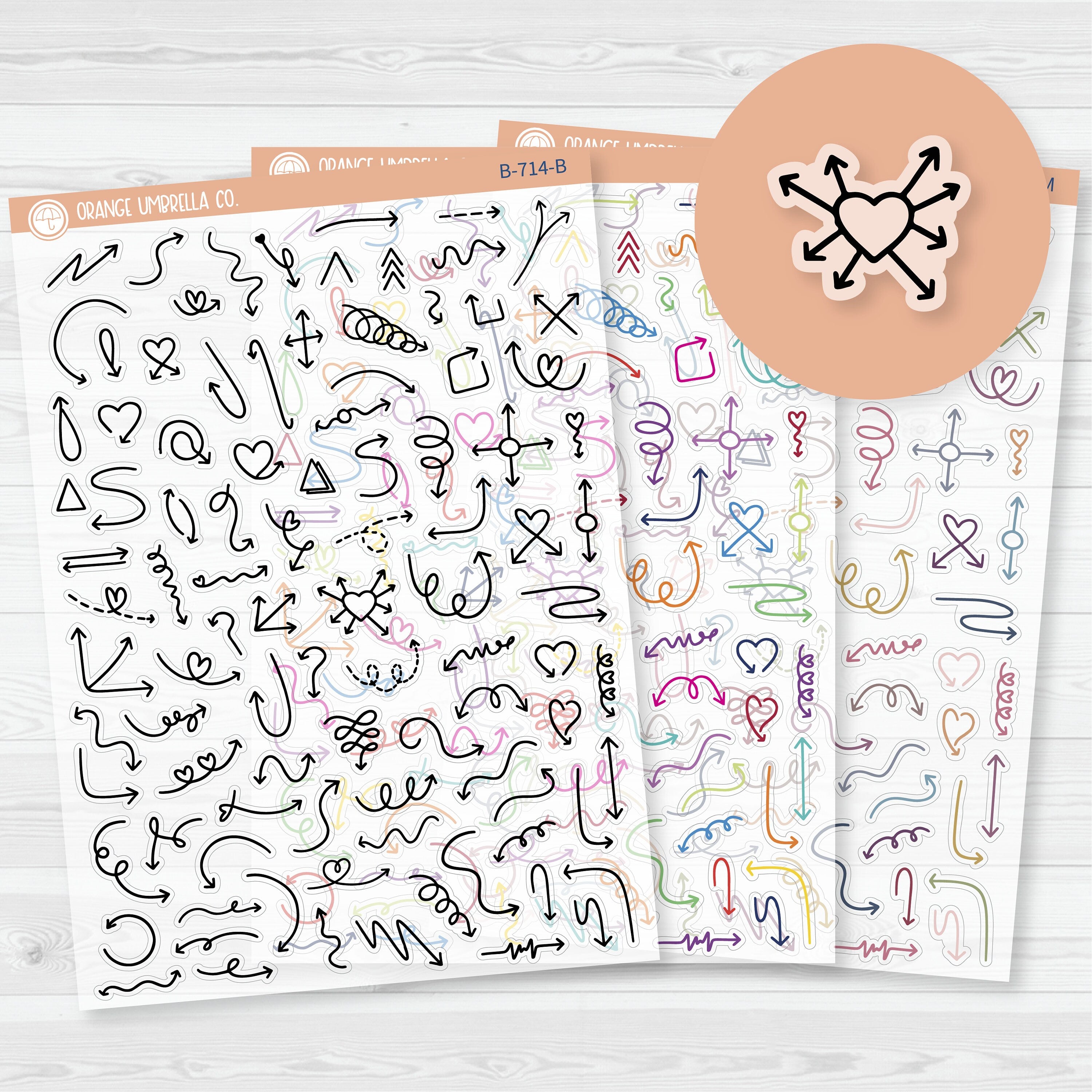 3/12-Hand Doodled Arrows | Mixed Sheet | Clear Matte | B-714-CM