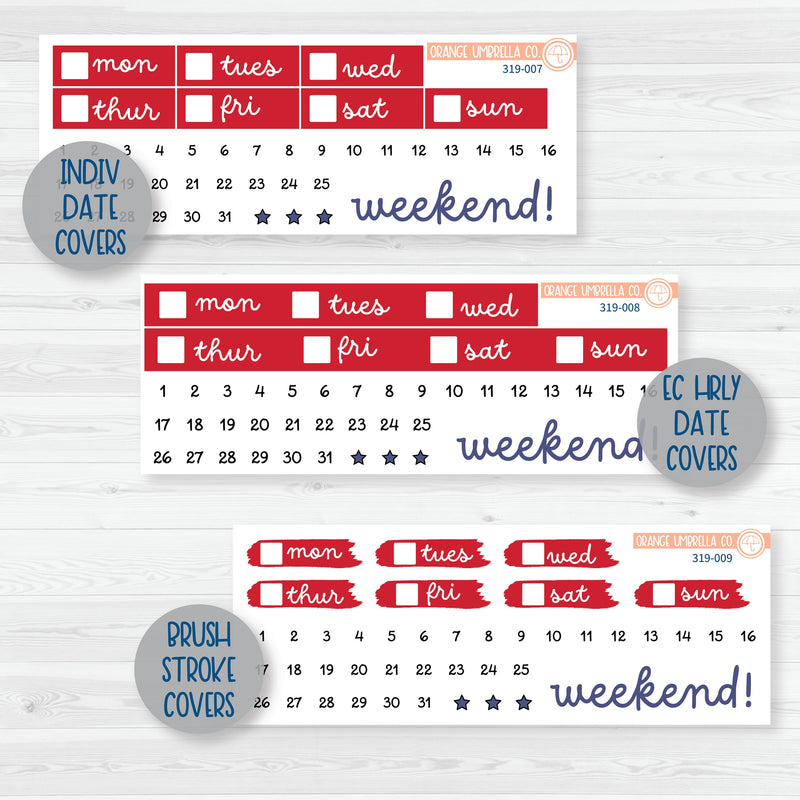 Memorial Day Floral Kit | Weekly Planner Kit Stickers | Patriot | 319-001