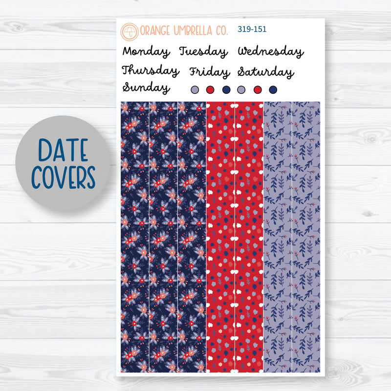 Floral Memorial Day Kit | 7x9 Plum Daily Planner Kit Stickers | Patriot | 319-151