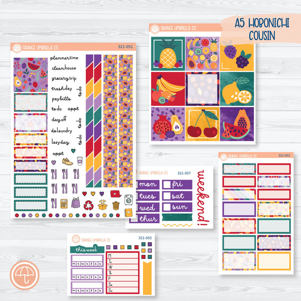 Bright Fruit Kit | Hobonichi Cousin Planner Kit Stickers | Jam Packed | 321-051