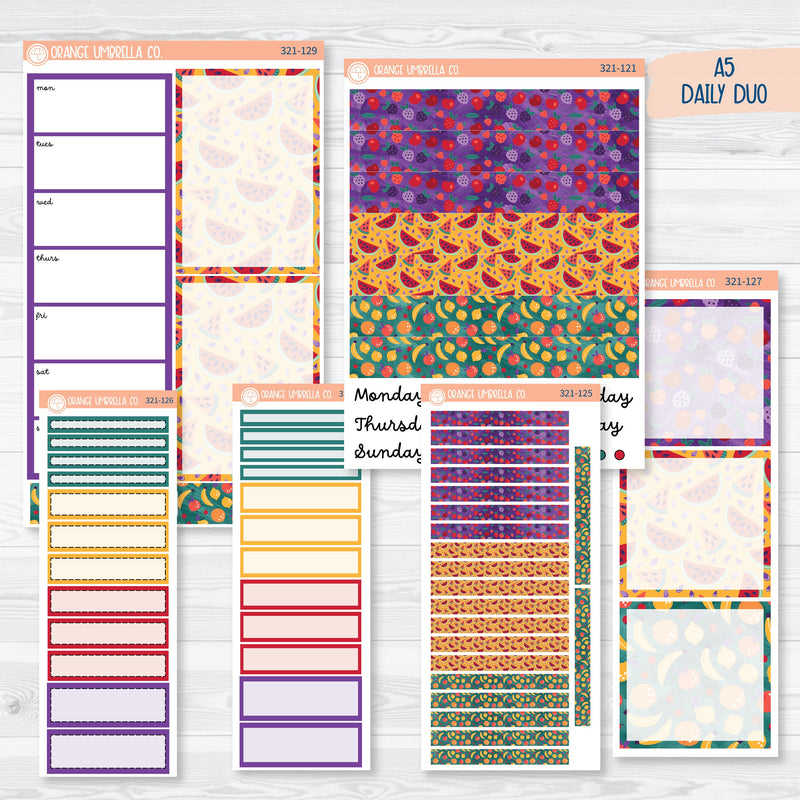 Summer Fruit Planner Kit | A5 Daily Duo Planner Kit Stickers | Jam Packed | 321-121