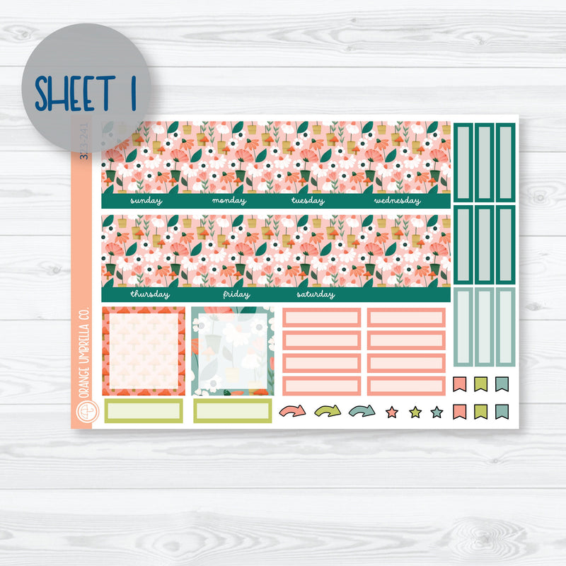 Summer Floral Monthly Kit | A5 EC Monthly & Dashboard Planner Kit Stickers | Sprout | 323-241